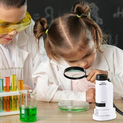 Microscope - Children's Microscope - Portable Pocket Microscope - Mini 60X-180X - Kids Exploration Kit - for Students, Science and Play.