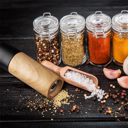 Salt and Pepper Mill — Wooden Pepper Mill — Premium Salt and Spice Mill — Wooden Salt Mill with Adjustable Ceramic Core — Manual, Refillable Salt and Pepper Mill for Spices/Sea Salt/Chili/Pepper (Black).