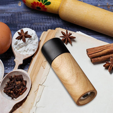 Salt and Pepper Mill — Wooden Pepper Mill — Premium Salt and Spice Mill — Wooden Salt Mill with Adjustable Ceramic Core — Manual, Refillable Salt and Pepper Mill for Spices/Sea Salt/Chili/Pepper (Black).
