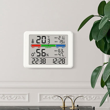 Wekker - Digital Hygrometer - Room Thermometer - Temperature and Humidity Meter - Baby's Room - Children's Room - Office - Kitchen - Wall Mounted in Garage - Desk Alarm Clock - Christmas Gift - Black.