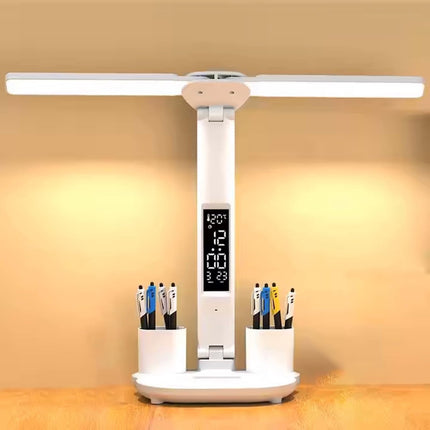 LED Desk Lamp - Table Lamp - Daylight Lamp - Dimmable - USB Rechargeable Touch Desk Lamp - Reading Lamp with Eye Protection in 3 Colors - 3-in-1 LCD Screen.
