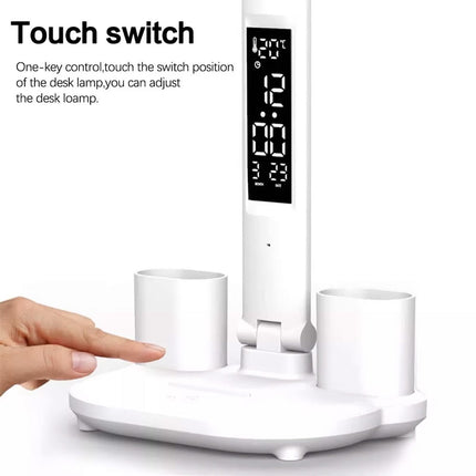 LED Desk Lamp - Table Lamp - Daylight Lamp - Dimmable - USB Rechargeable Touch Desk Lamp - Reading Lamp with Eye Protection in 3 Colors - 3-in-1 LCD Screen.
