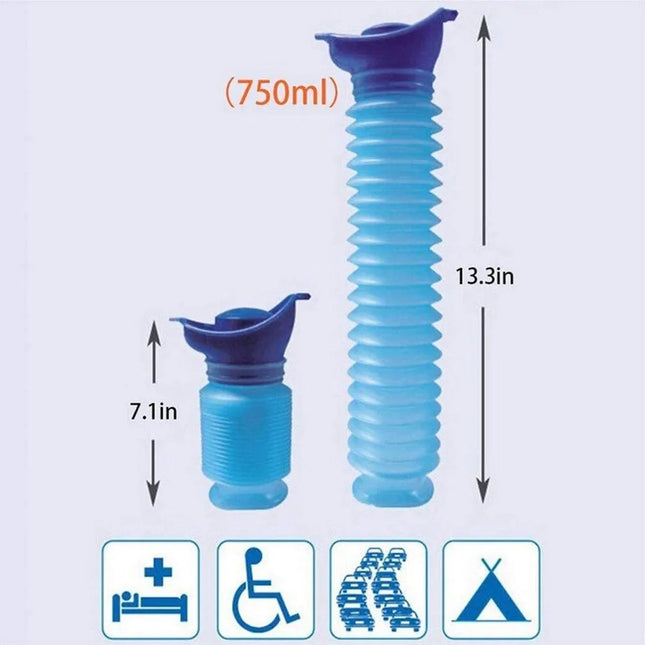 Compact, foldable travel urinal - blue - 750ml.