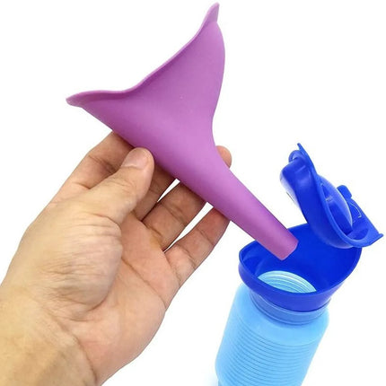 Compact, foldable travel urinal - blue - 750ml.