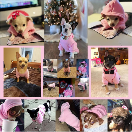 Dog Coat - Winter Hoodie - Warm Dog Coat - With Pockets - Sweatshirt - Warm Clothing - Chihuahua Dog Coat - Perfect for Small Dogs - Pink - Size M.