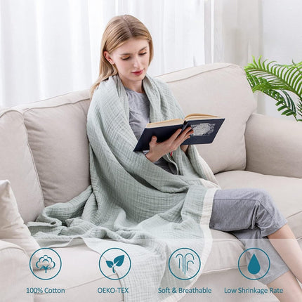 Blanket - Cozy  - et - Soft  - et - Soft and cuddly muslin bedspread - Cotton  - et - Living room  - et - Suitable for all seasons - As a sofa cover - Bedroom - 150x200cm.