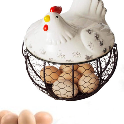 Egg basket, egg holder, egg storage, metal fruit bowl, chicken pattern, ceramic egg storage basket, iron basket for 15 eggs, egg holder, storage case, container.