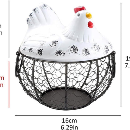 Egg basket, egg holder, egg storage, metal fruit bowl, chicken pattern, ceramic egg storage basket, iron basket for 15 eggs, egg holder, storage case, container.