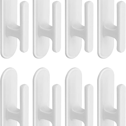 8-piece set - Hooks - Key hooks - Clothes hooks - Towel hooks - Curtain cord holder - Self-adhesive - for bathroom, living room, kitchen - Plastic - White - 6.9*2cm.
