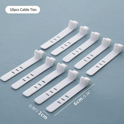 Cable storage box - Cable organizer with 10 cable ties - Cable storage box - Clear plastic storage box for office, workbench, living room, bedroom (large size with lid).