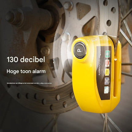 Bicycle disc brake lock - Disc brake alarm - With reminder cable - 7 mm - Motorcycle lock - Scooter lock - Disc brake lock - Yellow.