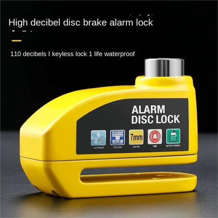 Bicycle disc brake lock - Disc brake alarm - With reminder cable - 7 mm - Motorcycle lock - Scooter lock - Disc brake lock - Yellow.