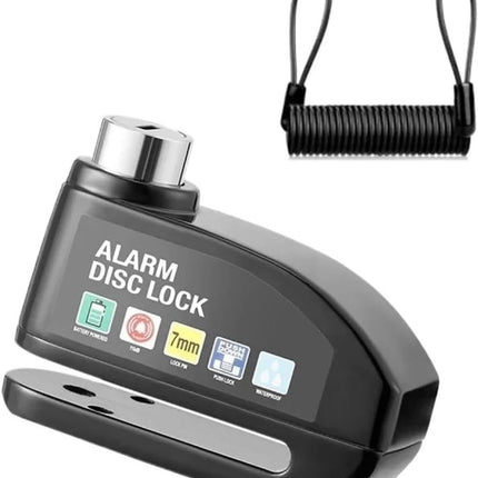 Brake disc lock with alarm - With reminder cable - 7 mm - Motorcycle lock - Scooter lock