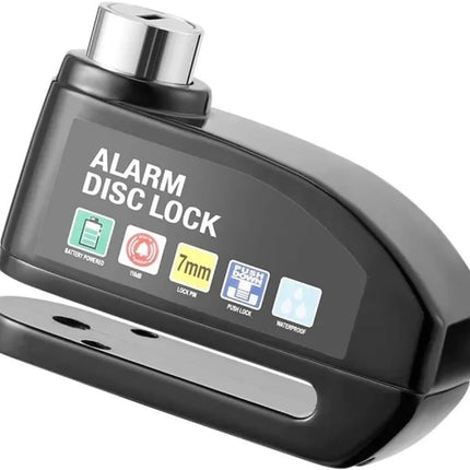 Brake disc lock with alarm - With reminder cable - 7 mm - Motorcycle lock - Scooter lock.