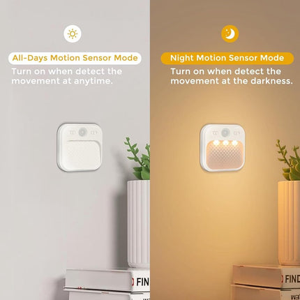 Night light - Night light plug - Children's night light - Night light with motion detector - With 3 detection modes - Rechargeable - 3 light colors - With adjustable brightness - For stairs - Hallway - Children's room - Bedroom.