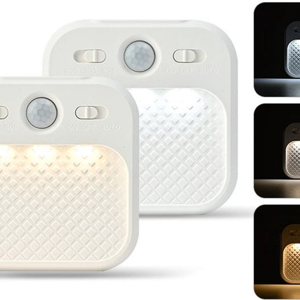 Night light - Night light plug - Children's night light - Night light with motion detector - With 3 detection modes - Rechargeable - 3 light colors - With adjustable brightness - For stairs - Hallway - Children's room - Bedroom.