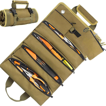 Roll-up tool bag - Tool belt - Open tool bag - with adjustable strap - Drill holder - Canvas - Roll-up pouch - Electrician's kit - Storage rack - Wrench organizer - No tool included!.
