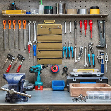 Roll-up tool bag - Tool belt - Open tool bag - with adjustable strap - Drill holder - Canvas - Roll-up pouch - Electrician's kit - Storage rack - Wrench organizer - No tool included!.