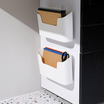 Storage boxes - Wall-mounted storage boxes - Wall-mounted filing cabinets - Mail and magazine organizers - Self-adhesive single-compartment door - No drilling required - For storing office supplies - (White, set of 2).