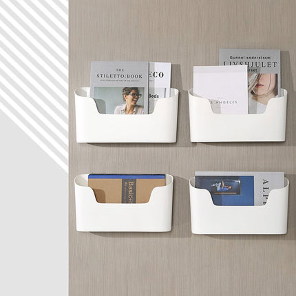 Storage boxes - Wall-mounted storage boxes - Wall-mounted filing cabinets - Mail and magazine organizers - Self-adhesive single-compartment door - No drilling required - For storing office supplies - (White, set of 2).