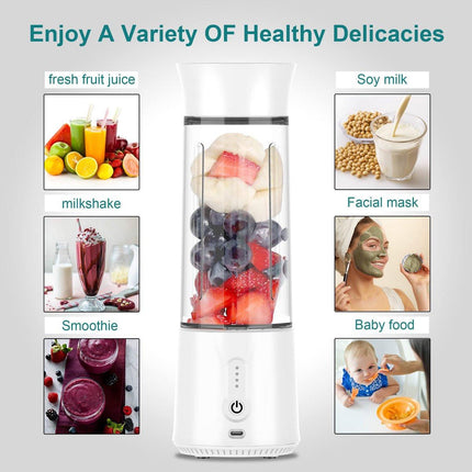 Blender - Mini Blender - Smoothie Maker - USB Rechargeable Mini Blender - Portable Blender for Milkshakes, Smoothies and Juices - Grijs.
