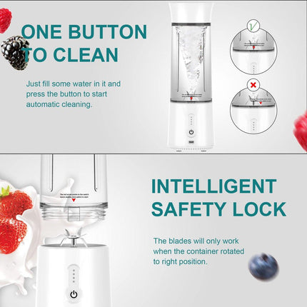 Blender - Mini Blender - Smoothie Maker - USB Rechargeable Mini Blender - Portable Blender for Milkshakes, Smoothies and Juices - Grijs.