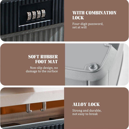 Lockable storage box - 9L lockable pillbox with double combination lock - Waterproof lockable box with combination lock - Perfect for personal belongings at home or in the office - Wit.