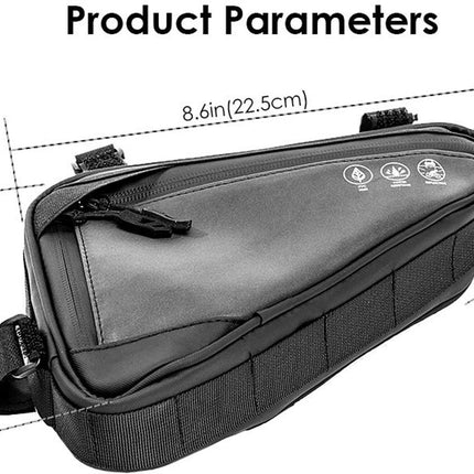 Bicycle pannier - Bicycle frame bag - Bicycle frame bag - Triangular bicycle frame bag - Storage bag - Reflective bicycle bag - Mountain bike, road bike accessories, large capacity - Black.