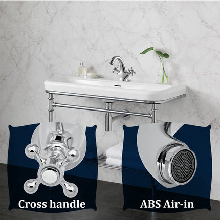 Faucets - Vintage Bathroom Faucets - Basin Faucets - Suitable for vintage bathroom basin faucets, Double handle mixer taps with cross handle, elegant design.