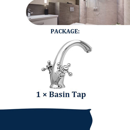 Faucets - Vintage Bathroom Faucets - Basin Faucets - Suitable for vintage bathroom basin faucets, Double handle mixer taps with cross handle, elegant design.