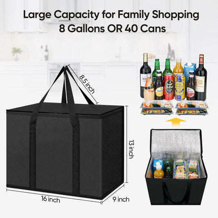 Insulated bag - Set of 2 reusable and insulated grocery bags - Insulated bag - Lunch bag - Picnic bag - Foldable insulated bag - Large, sturdy insulated bag.