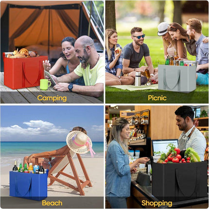 Insulated bag - Set of 2 reusable and insulated grocery bags - Insulated bag - Lunch bag - Picnic bag - Foldable insulated bag - Large, sturdy insulated bag.