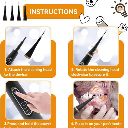 Electric Dog Toothbrush - Dental Cleaning Tools - Dog Toothbrush Set with LED Light - Rechargeable Dental Device, Anti-Plaque for Dogs and Cats - Wit.