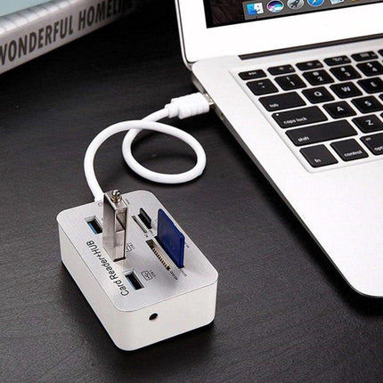 USB 3.0 Hub with 3-Port Splitter and Memory Card Reader - SD/TF/Micro SD Card Reader - USB 3.0 Hub.
