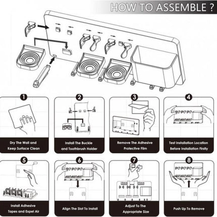 Toothbrush holder - Electric toothbrush holder - High quality - Adjustable - Wall mounted - Drying - Razor blade holder - Bathroom organizer - Universal - Self-adhesive - No brush heads - Wit.