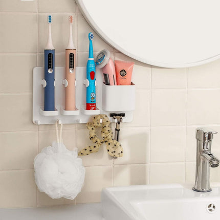 Toothbrush holder - Electric toothbrush holder - High quality - Adjustable - Wall mounted - Drying - Razor blade holder - Bathroom organizer - Universal - Self-adhesive - No brush heads - Wit.