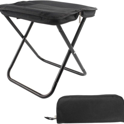Portable folding camping stool with carrying bag, portable folding chair, folding camping stool, outdoor footrest for travel, walking, hiking, fishing, picnics and barbecues (black).