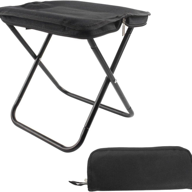 Portable folding camping stool with carrying bag, portable folding chair, folding camping stool, outdoor footrest for travel, walking, hiking, fishing, picnics and barbecues (black).