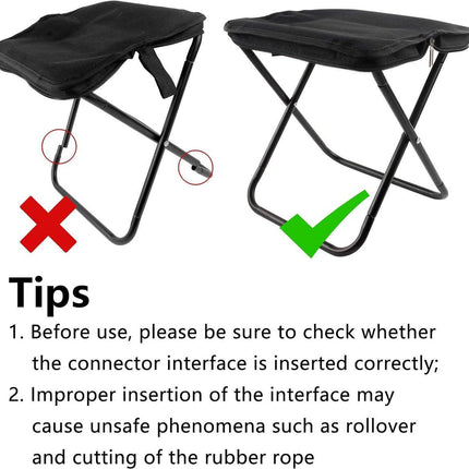 Portable folding camping stool with carrying bag, portable folding chair, folding camping stool, outdoor footrest for travel, walking, hiking, fishing, picnics and barbecues (black).