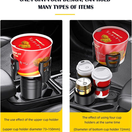Universal 4-in-1 Car Organizer - Car Seat Organizer - Cup Holder - Drink Holder - Can and Bottle Holder - Car Accessories - High Quality - Coffee Holder - Foldable - Sturdy and Durable - Car Travel.