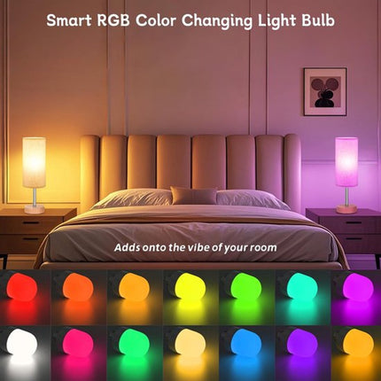 Set of 2 USB rechargeable bulbs with remote control - Battery-operated lamp bulbs - Rechargeable RGB color-changing bulbs - 12 color temperatures - Adjustable brightness - Wireless night light - 800 lm.