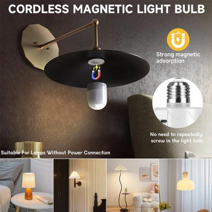 Set of 2 USB rechargeable bulbs with remote control - Battery-operated lamp bulbs - Rechargeable RGB color-changing bulbs - 12 color temperatures - Adjustable brightness - Wireless night light - 800 lm.