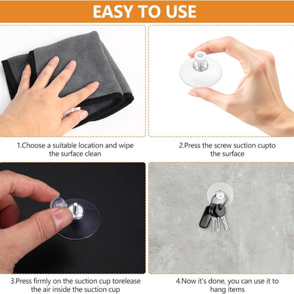 10 suction cups with M4 screws, 41 mm plastic suction cups, suction cups for windows, transparent suction cups, suction cups with 10 serrated nuts for mirrored glass wall doors and craft projects..
