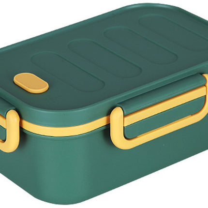 Adult lunch box with compartments, 1000 ml, leakproof, for men and women, double layer, ideal for the office, picnics (green).