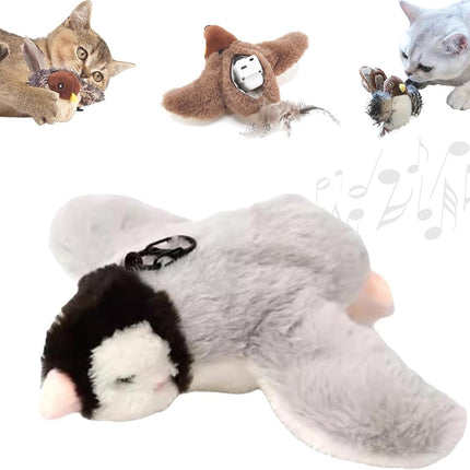 Cat Toys - Cat Toys with Catnip - Flappy Bird Cat Toy for Indoor Cats - Rechargeable - Electric Cat Toys - With Sound - Plush Sports Toy for Kittens - Gray Penguin.