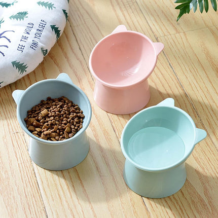 Cat bowl - Feeders - Tilting bowl - Anti-vomiting - Angled design - Blue - Perfect for cats - Indoor use - Pet accessories - Blue.