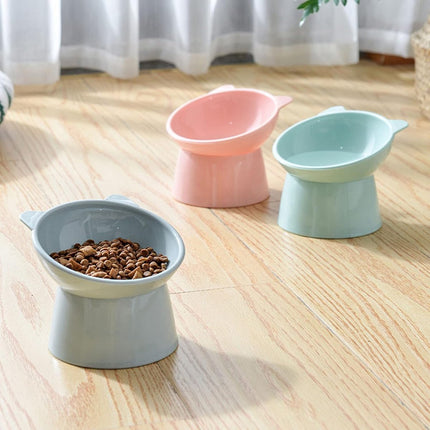 Cat bowl - Feeders - Tilting bowl - Anti-vomiting - Angled design - Blue - Perfect for cats - Indoor use - Pet accessories - Blue.