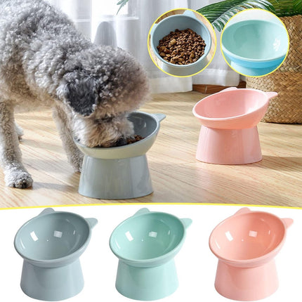 Cat bowl - Feeders - Tilting bowl - Anti-vomiting - Angled design - Blue - Perfect for cats - Indoor use - Pet accessories - Blue.