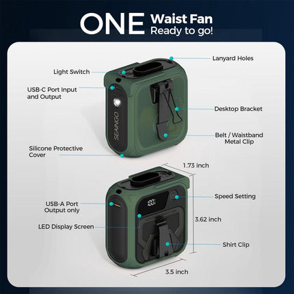 Portable Hip Fan - Mini Fan - 5 Speeds 16,000 RPM - Clip-on Portable Belt Fan - Hip Fan - For Camping, Travel, Outdoors - Vegetables.