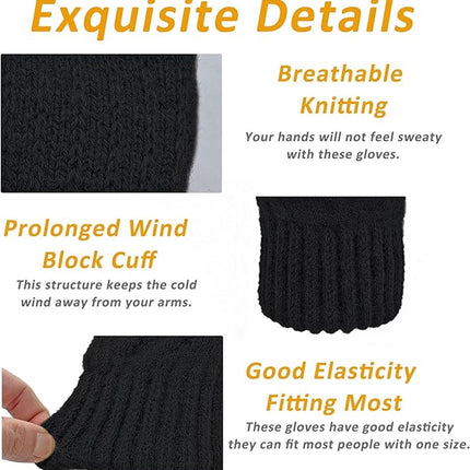 Gloves - Winter Gloves - Heated Gloves - Thermal Gloves - Men's Wool Gloves - Women's Winter Gloves - Thick Cashmere Warm Gloves - Touchscreen Compatible - Outdoor Sports Gifts for Men and Women.